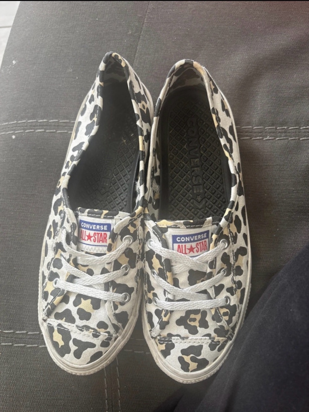Converse Women’s Low-Top Leopard Print Canvas Sneakers - White/Black/Tan